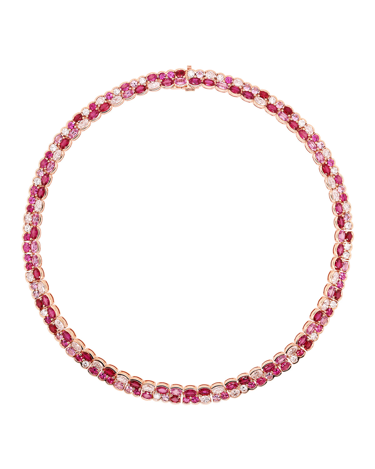 Ruby Pink Sapphire Diamond Necklace