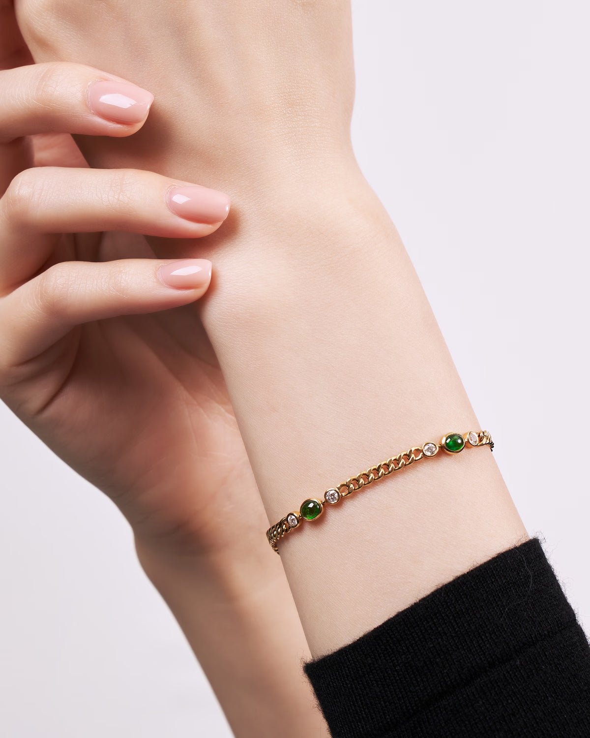 TSAVORITE CUBAN LINK BRACELET