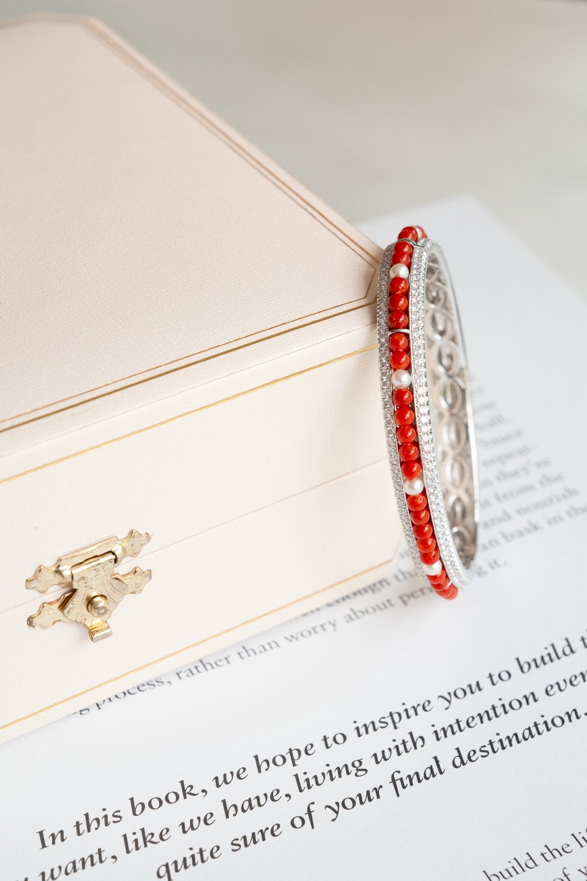 CORAL DIAMOND PEARL BANGLE