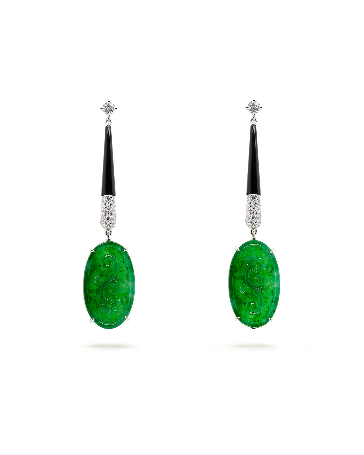 JADEITE BLACK ONYX EARRINGS