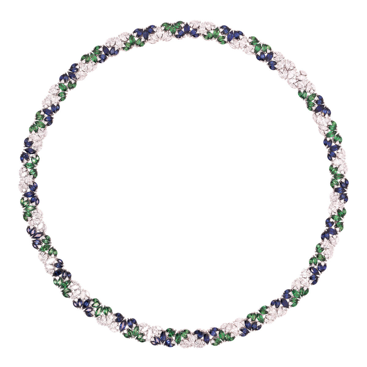 DIAMOND SAPPHIRE TSAVORITE NECKLACE