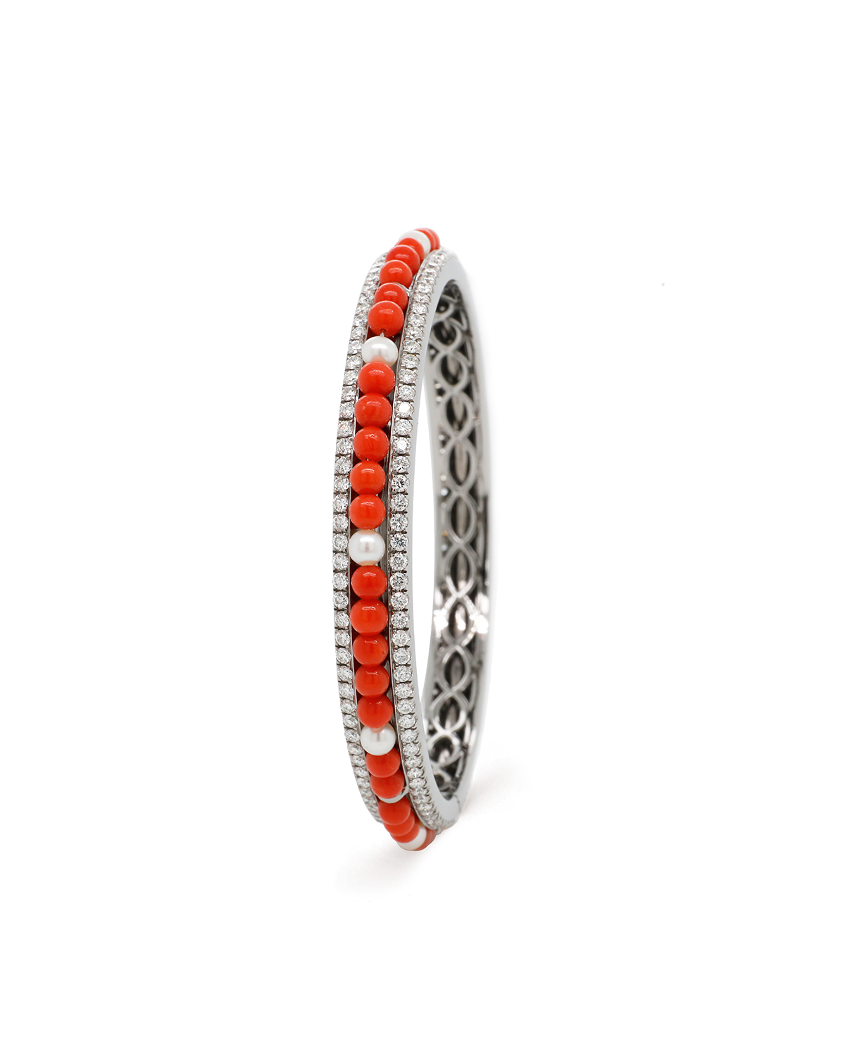 CORAL DIAMOND PEARL BANGLE