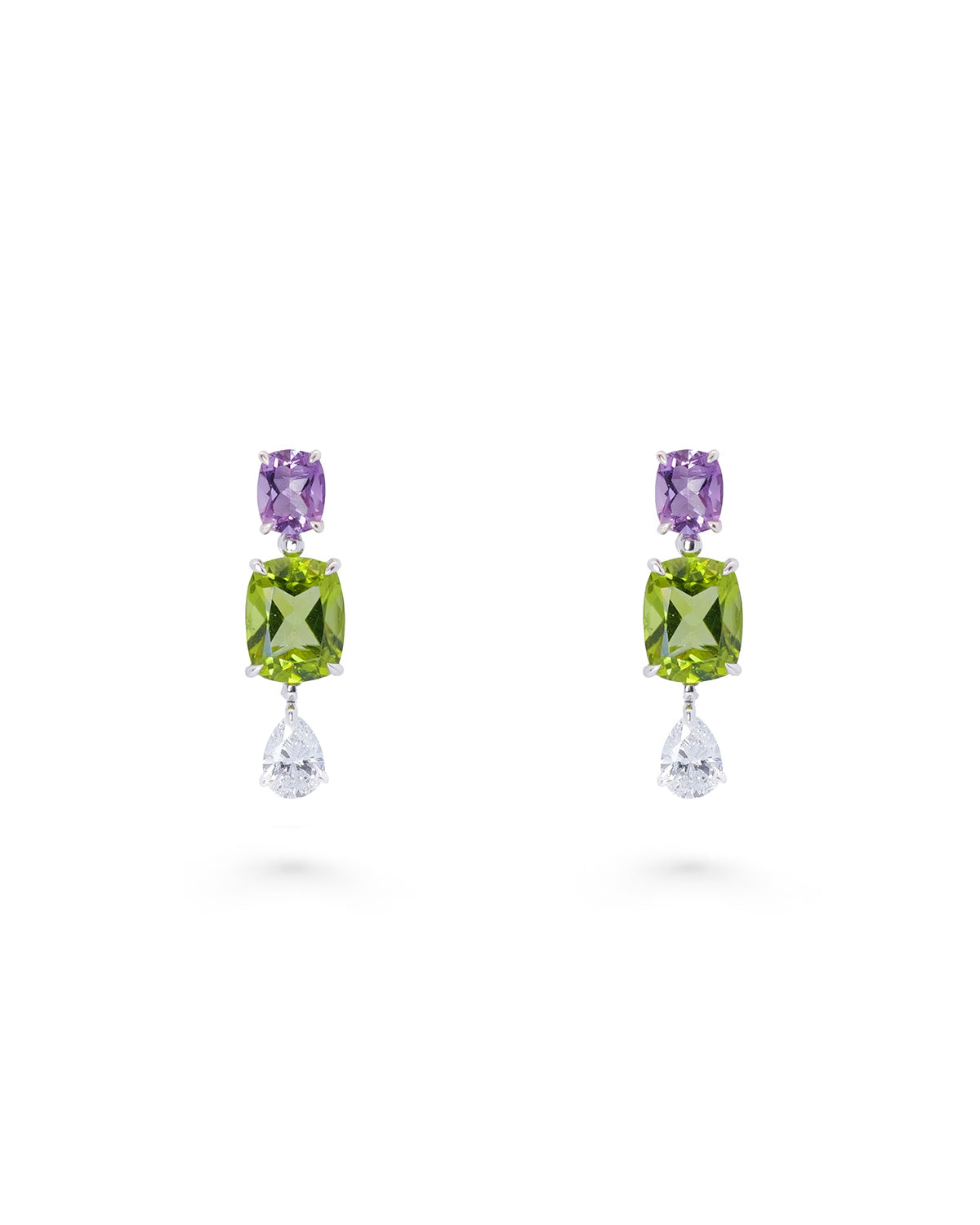PERIDOT AMETHYST DIAMOND EARRINGS