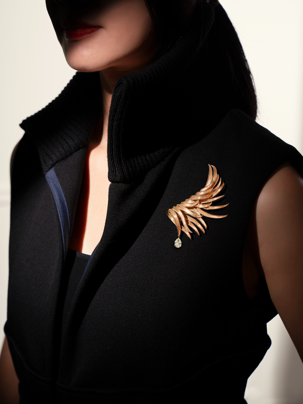 DIAMOND FEATHER WING BROOCH