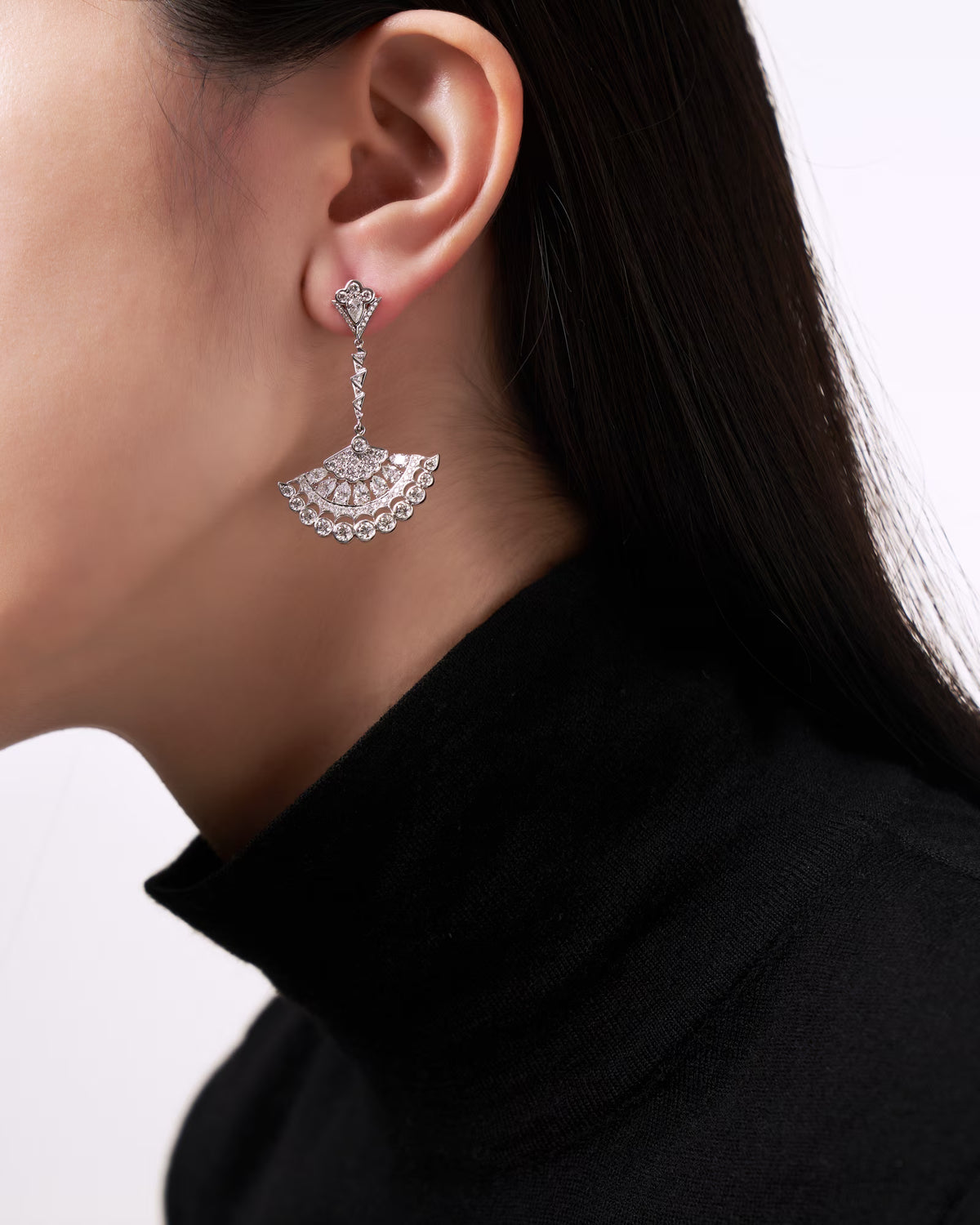 DIAMOND FAN EARRINGS
