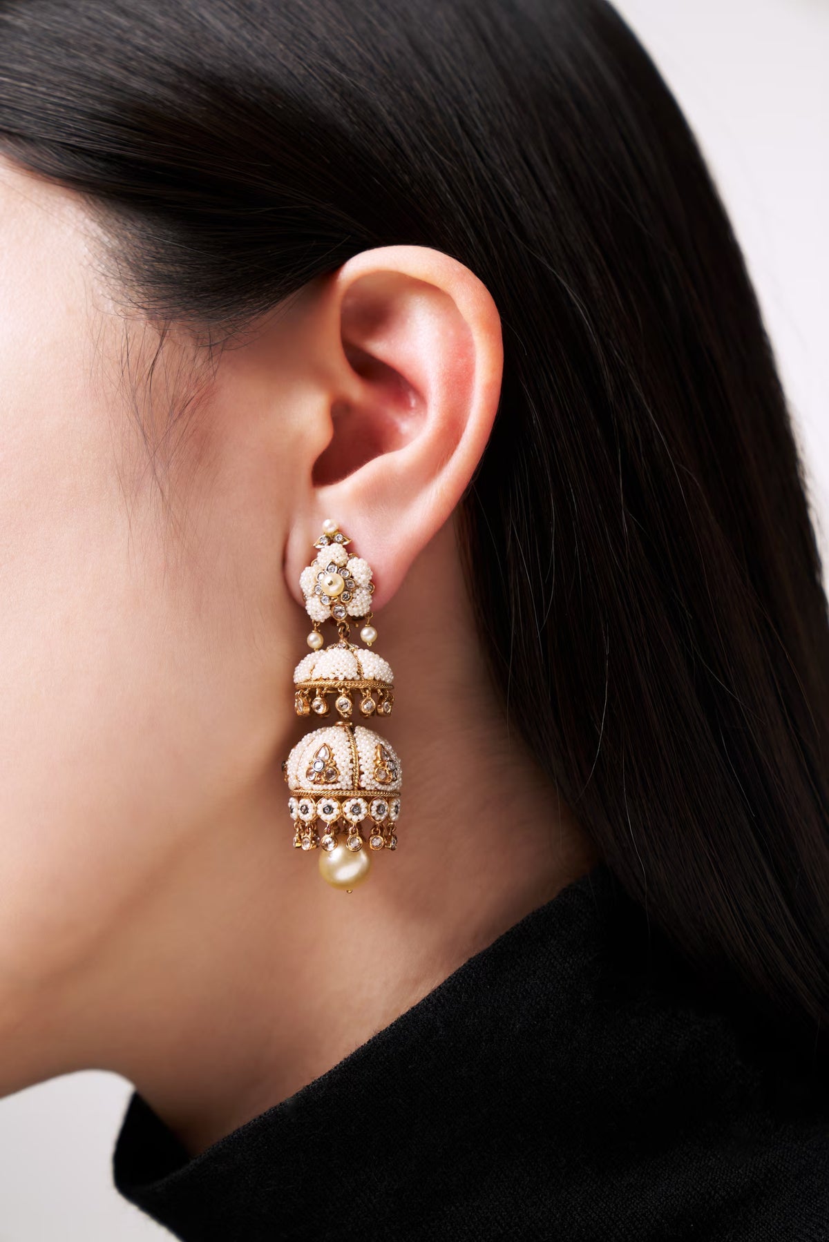 THREE-TIER CHANDELIER EARRINGS