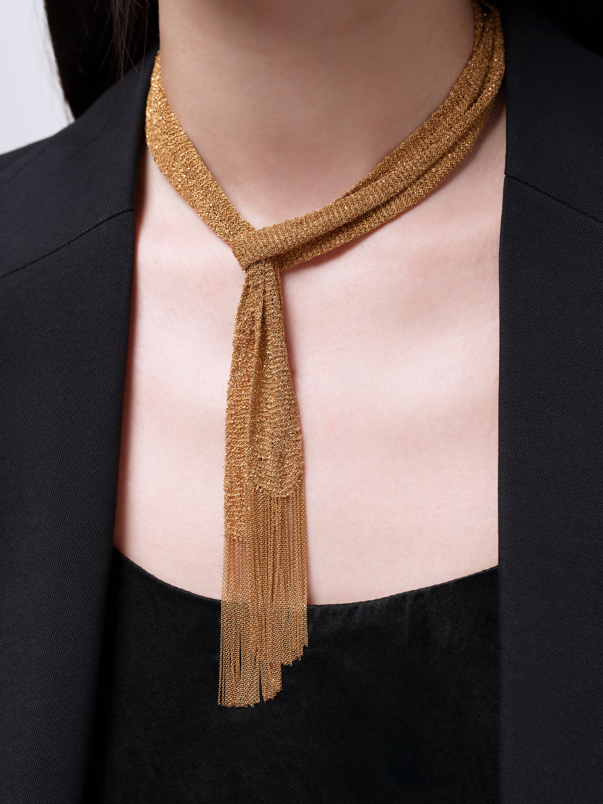 Gold Woven Scarf Necklace
